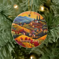 Painting of Tuscany in Autumn | Italy | Travel Art Ceramic Ornament