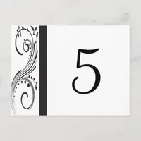 Black and White Swirls Table Numbers
