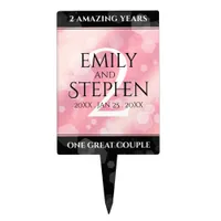 Elegant 2nd Rose Quartz Wedding Anniversary Cake Topper