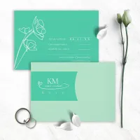 Thin Line Minimalist Wedding Teal/Mint ID919 RSVP Card