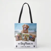 Modern Photo Collage White Best Dog Mom Tote Bag