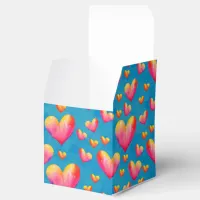 Multicolored Watercolor Hearts Favor Box