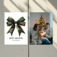 Elegant Green Bow Holiday Photo Holiday Card