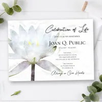 White Water Lily Watercolor Celebration of Life Invitation