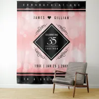 Elegant 35th Coral Wedding Anniversary Celebration Tapestry
