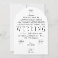 Elegant Coquette Hand Drawn Bows & Wedding Vows Invitation