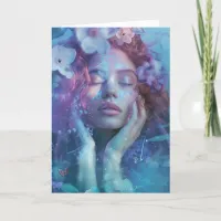 *~*Woman  Spiritual Mediation FLORAL SC4 BLANK Thank You Card