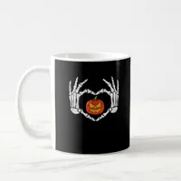 Vintage Skeleton Hands Heart Pumpkin Autumn Hallow Coffee Mug