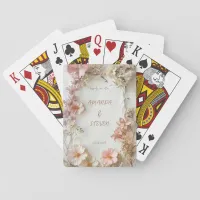 Pink Flowers Wedding Poker Cards