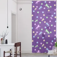 Unicorns and Stars on a Purple Background | Sheer Curtains