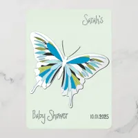 Butterfly Sweet Palette Baby Shower silver  Foil Invitation