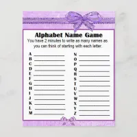 Baby Shower Alphabet Name Game Purple Lavender Flyer