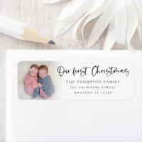 Twin Baby 1st Christmas Photo Name Return Address Label
