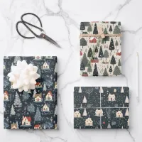 Winter Tree Pattern Christmas Vintage Wrapping Paper Sheets