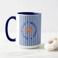 Blue Orange P-Vegas Platteville Wisconsin Mug