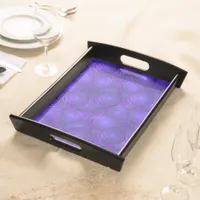 Purple planets, modern fractal pattern serving tray