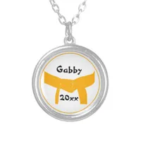Martial Arts Orange Belt Silver Plated Necklace
