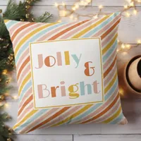 Jolly and Bright Colorful Stripes Christmas Throw Pillow