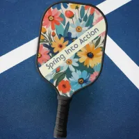 Bright Flowers Spring Into Action Floral Pretty Pickleball Paddle