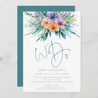 Tropical Florals We Do QR Code Wedding  Invitation