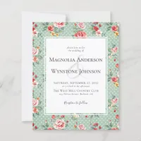 Budget Vintage Floral Wedding Invitation