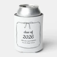Elegant Whimsical Simple Bow Custom Graduation Can Cooler