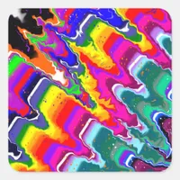 Rainbow Blip Abstract Digital Art   Square Sticker
