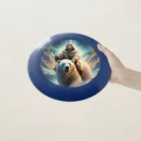 (AI Generated ) Jesus on a polar bear  Wham-O Frisbee