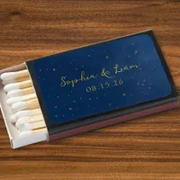 Elegant Navy & Gold Stars Celestial Wedding Custom Matchboxes