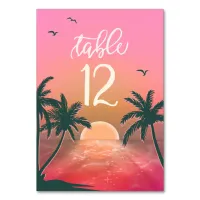 Tropical Isle Sunrise Wedding Pink ID581 Table Number