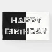 Black and White Happy Birthday Stylish Party Banner