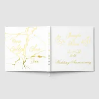 Simple Gold on White 50th Wedding Anniversary | Foil Guest Book