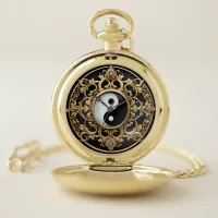 Black and White Yin Yang Symbol Pocket Watch