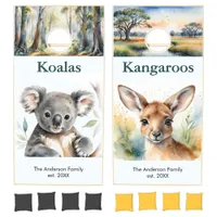 Koalas & Kangaroos Wildlife Watercolor Custom Cornhole Set