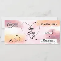 Modern QR Code Air Ticket Boarding Pass Wedding Invitation