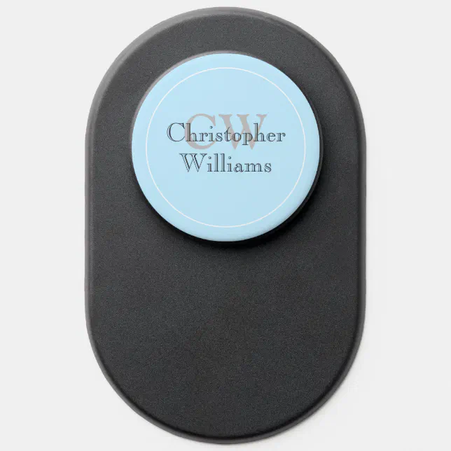 Blue Minimalist Name Monogram PopSocket