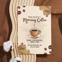 Brown Simple Morning Coffee Invitation