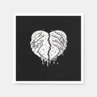 Gothic Skeleton Heart Hands Retro Aesthetic Napkins