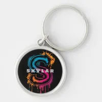 Electric S: Customizable Bold Graffiti Monogram Keychain