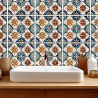 Ornate Moroccan Tile Pattern#3 Blue Gold ID1078