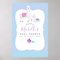 Cute Watercolor Llama themed Baby Shower Welcome Poster