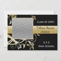 chic gold Graduation photo Invitation