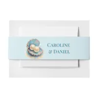Beach Wedding Pearls Shell Elegant Ocean Theme  Invitation Belly Band