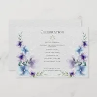 BAT MITZVAH | Blue and Violet Watercolor Floral 2 Invitation