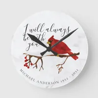 Cardinal Snow Tribute Remembrance Round Clock