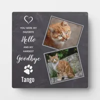 Pet Cat Memorial Gift Hello Goodbye Quote Pet Loss Plaque