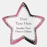 Pink Black Party Favor Star Label Sticker