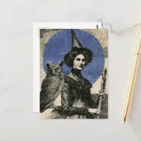 Witch and Owl Retro Spell Collage Postcard