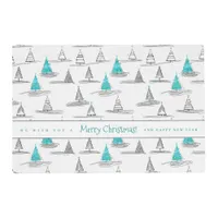 Teal Christmas Tree Pattern#5 ID1009 Placemat