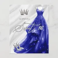 Budget Royal Blue Dress Sweet 16 Invitation